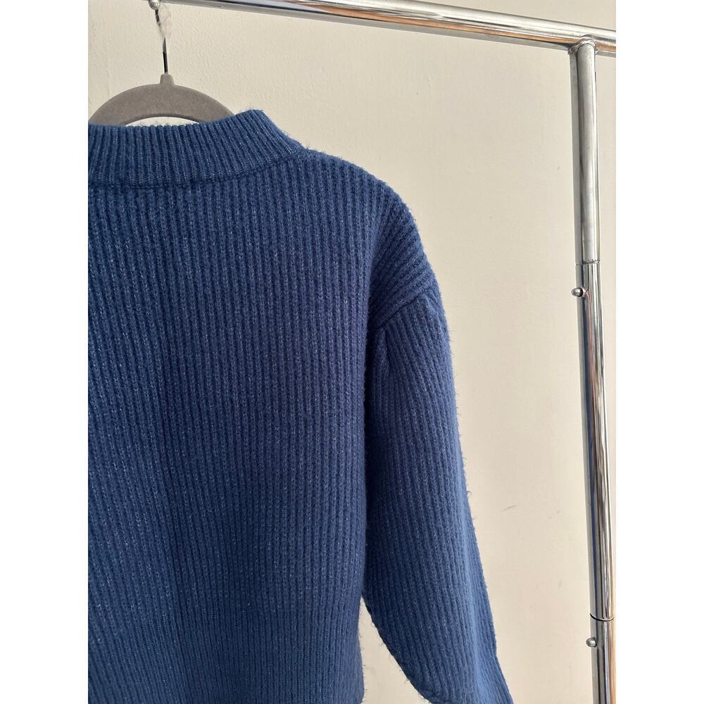 Forever 21 Women’s Blue Mock Neck Cropped Sweater Chunky Knit Pullover - Picture 4 of 15